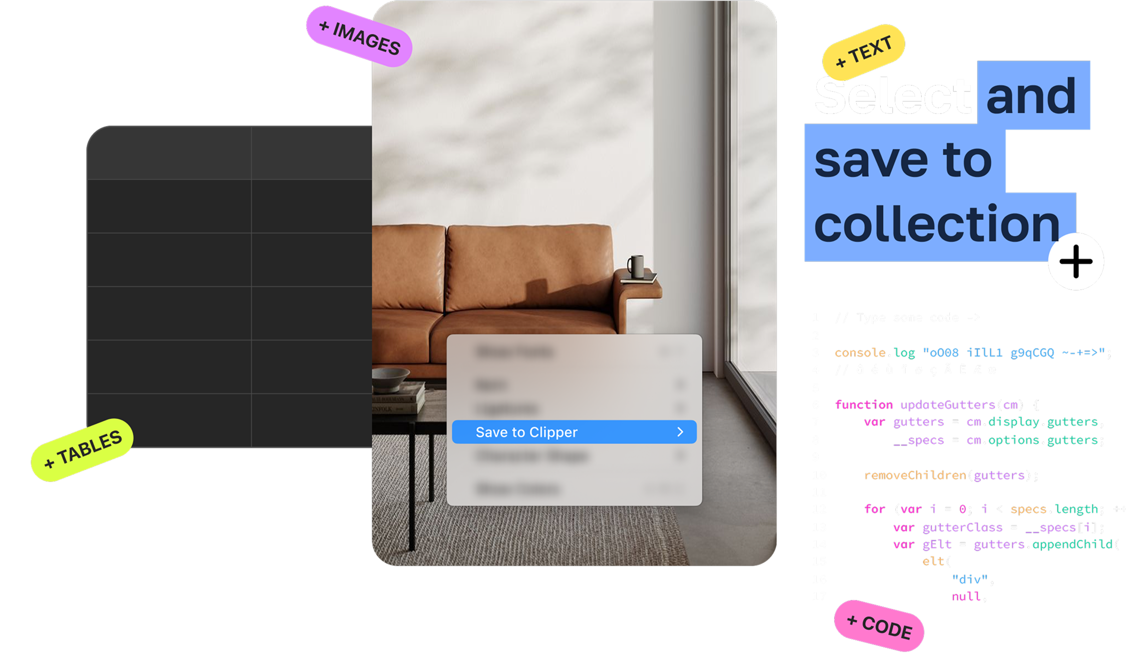 Save formatted text, tables, code blocks with Page Clipper